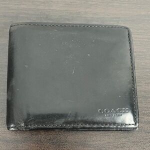 COACH Men's 3-in-1 Sport Bifold Leather Wallet Black Embossed